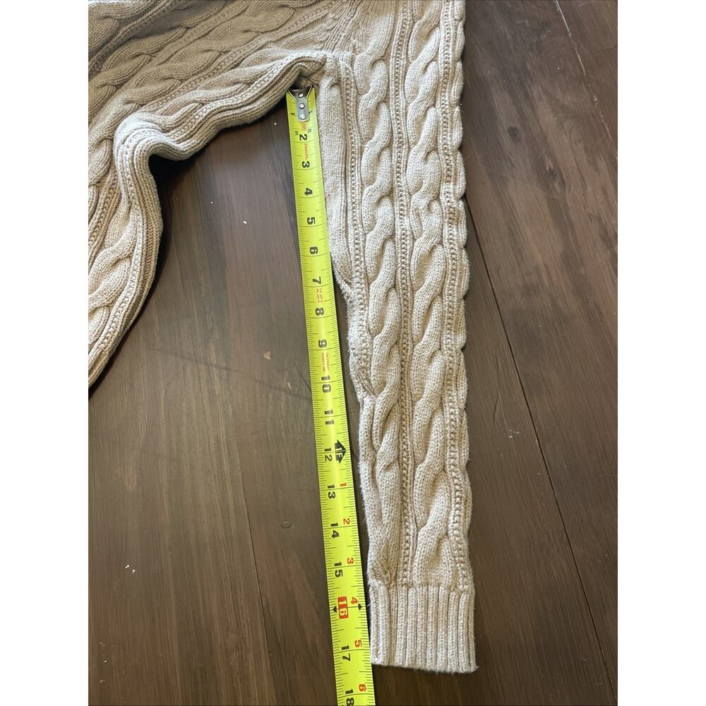 Lands End Drifter Tan Cable Knit Sweater Fisherman Cabin Natural Minimalist‎ - Picture 6 of 10